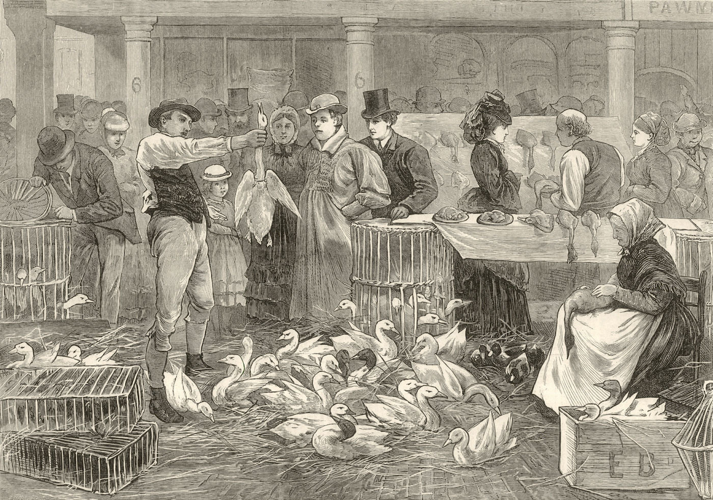 A Michaelmas Goose Fair. 29 September. Markets 1873 old antique print picture